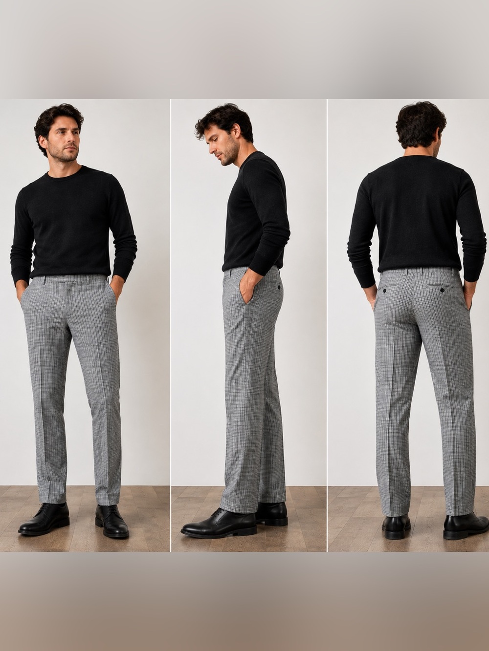 Club Monaco Sutton Slim Fit Men’s Wool Blend Plaid Dress Pants 31/32 Gray